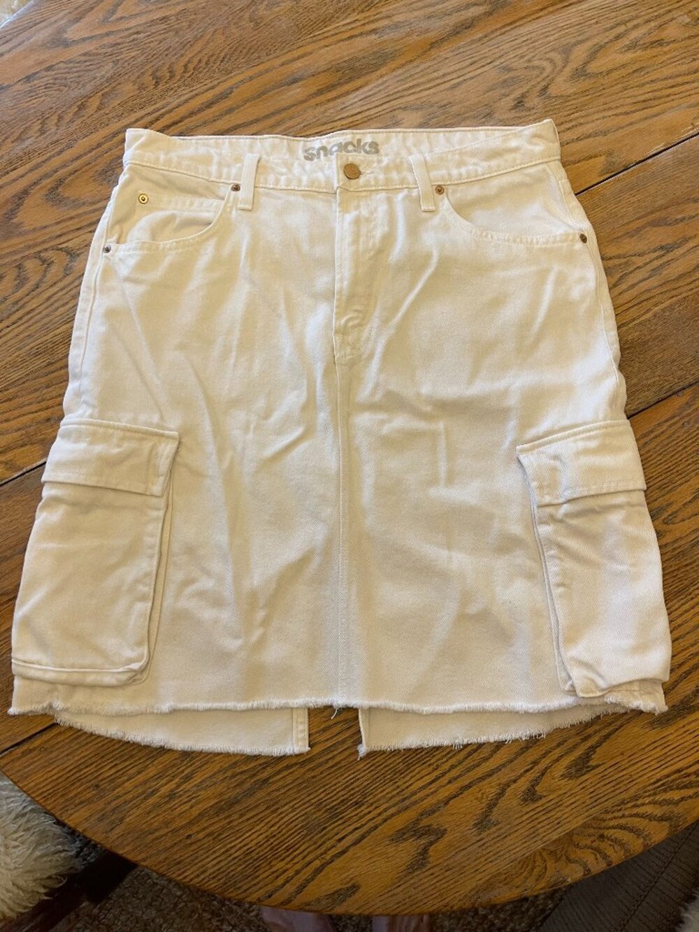 MOTHER/Snacks 'natural' denim cut off skirt/side pockets/31